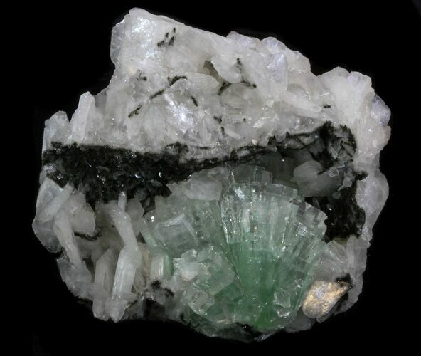 Green Apophyllite Crystals With Stilbite - India #34065